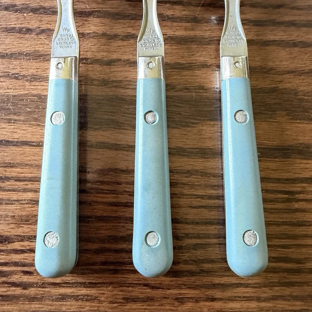 WF Washington Forge Mardi Gras Blue Stainless Steel Teaspoons Set Of 3